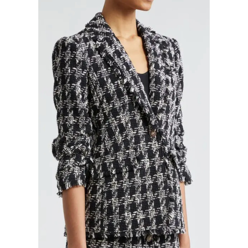 NEW CINQ A SEPT BLACK IVORY KHLOE BOUCLE TWEED BLAZER JACKET SZ 4